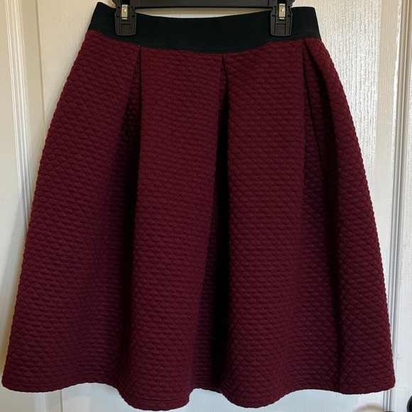 Esley Dresses & Skirts - Esley Textured A-Line Skirt in Deep Burgundy